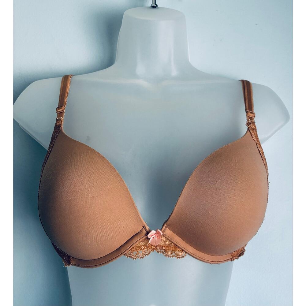Victoria's Secret Dream Angels Push Up Bra 36B Y2K Beige Lace